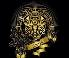 Gold Scorpio zodiac sign vector