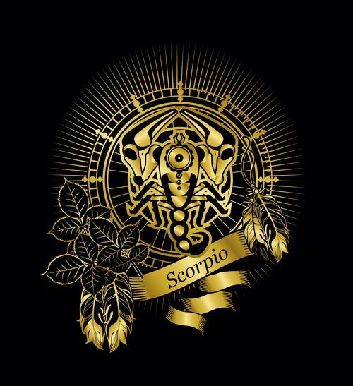 Gold Scorpio zodiac sign vector