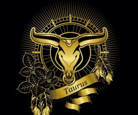 Gold Taurus zodiac sign vector