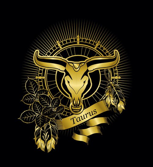 Gold Taurus zodiac sign vector