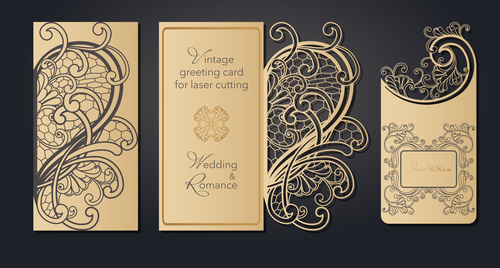 Gold stamping pattern greeting card vectors