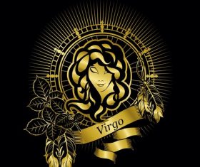 Gold virgo zodiac sign vector