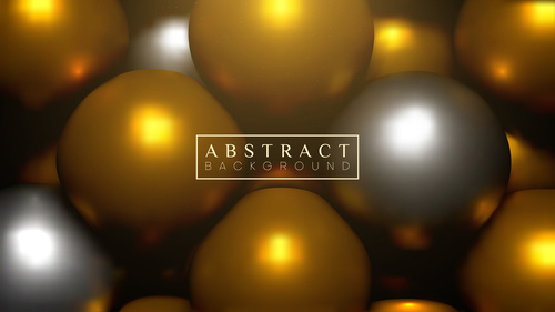 Golden 3D bright color geometrical spheres backgrounds vectors