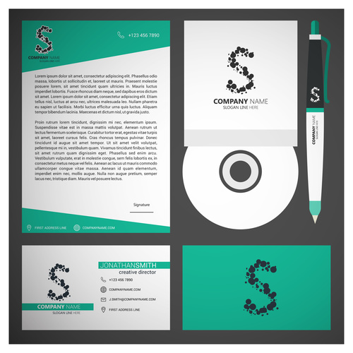 Green style corporate identity template vector