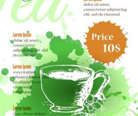 Green tea menu cover vectors