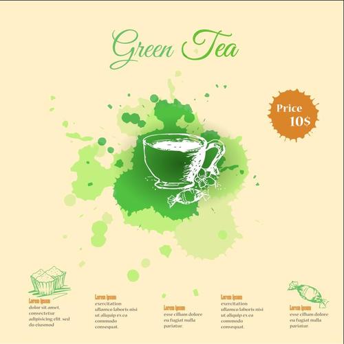 Green tea menu vectors