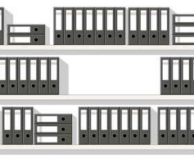 Grey folders on shelves illustration vectors