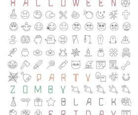 Halloween linear icons set vector