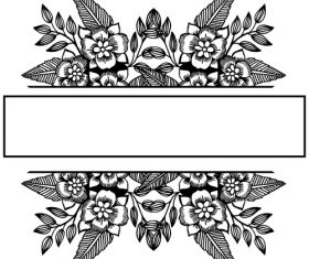 Hand drawn black flower vector background illustration 01