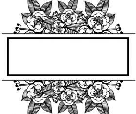 Hand drawn black flower vector background illustration 02