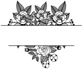 Hand drawn black flower vector background illustration 03