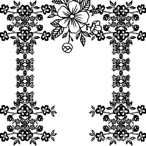 Hand drawn flower with ornaments decor vector