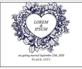 Heart shaped black flower romantic illustration vector