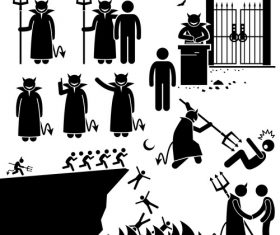 Human and demon icons vector