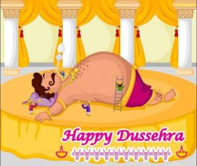 Indian Dussehra cartoon vectors 02