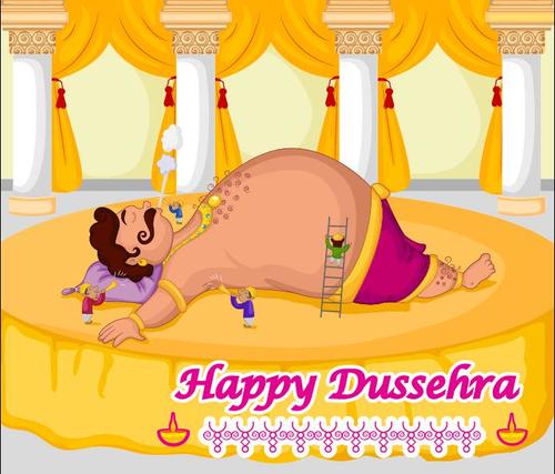 Indian Dussehra cartoon vectors 02