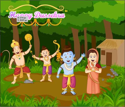 Indian Dussehra cartoon vectors 03