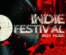 Indie festival flyer psd retro template