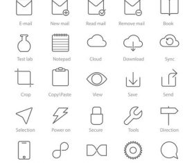 Interface elements linear icons vector