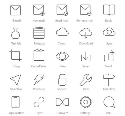 Interface elements linear icons vector