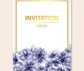 Invitation card template with blue flower vector