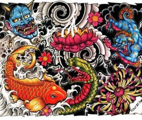 Japanise tattoo poster vector