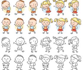 Kids emotions cartoon vector