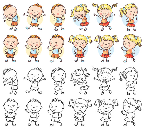 Kids emotions cartoon vector