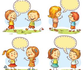 Kids talking cartoon vector