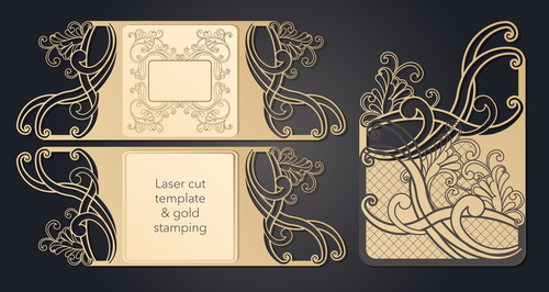 Laser cut template gold stamping style vectors