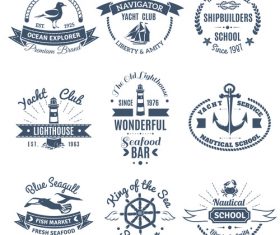 Lighthouse and sailboat label vector