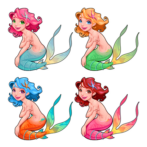 Mermaids cartoon vectors