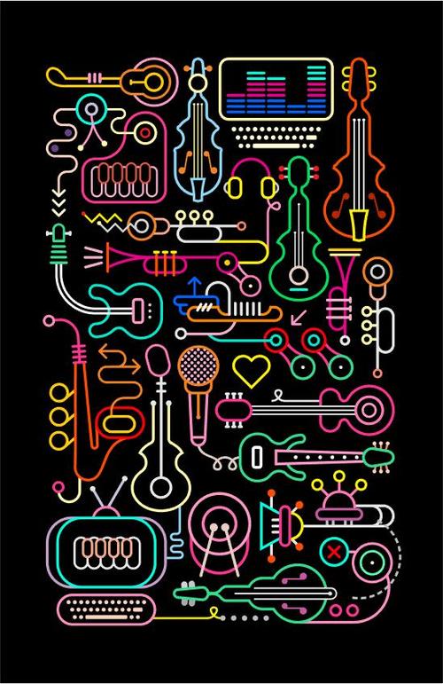 Music neon abstract vector