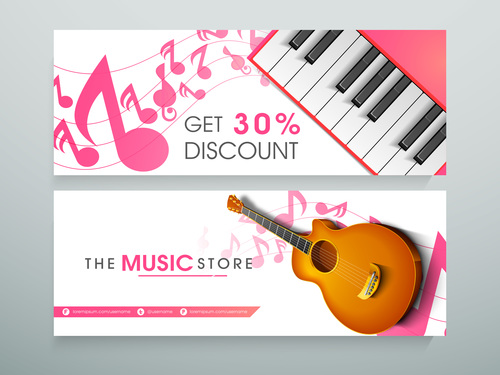 Music store banner vector