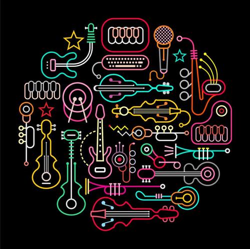 Musical instruments abstract vector