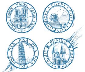 National landmark stamps vectors
