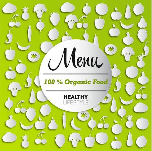 Organic food menu silhouette vectors