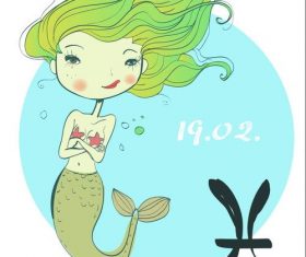Pisces girl cartoon vector