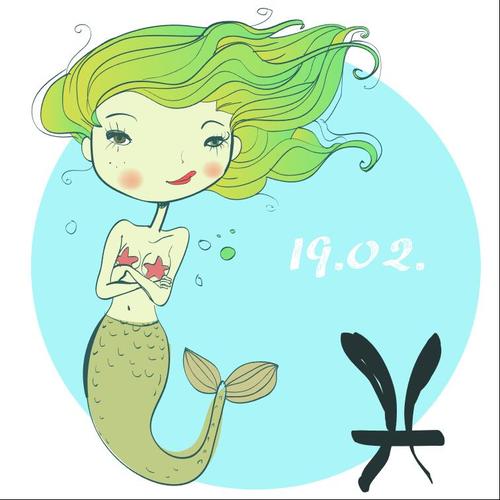 Pisces girl cartoon vector