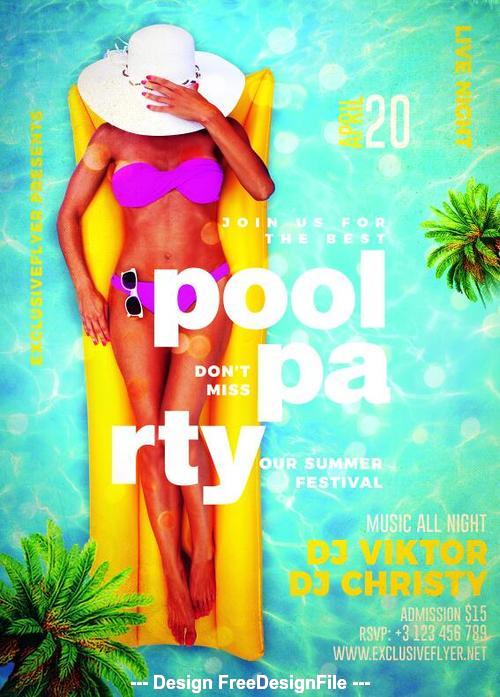 Pool party 2019 flyer psd template