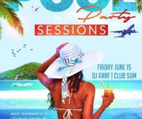 Pool party flyer psd retro template