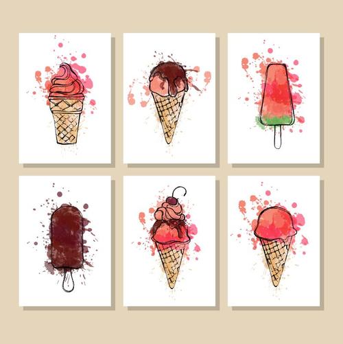 Popsicle and ice cream sketch banner vector