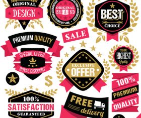 Premium Quality Badges Labels and Ribbons Set vectors