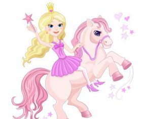 Princess and Unicorn cartoon vectors