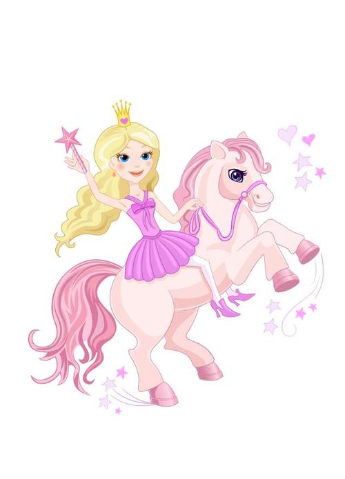 Princess and Unicorn cartoon vectors