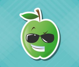 Proud Apple emoticon icon vector