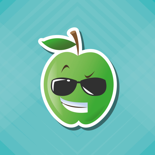 Proud Apple emoticon icon vector