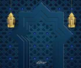 Ramadan kareem card with luxury decor vector