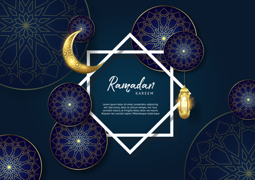 Ramadan kareem with eid mubarak festival design vector