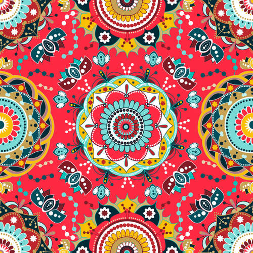 Red Floral seamless pattern vectors